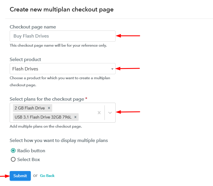 Create Multiplan Checkout Page to Sell Flash Drives Online