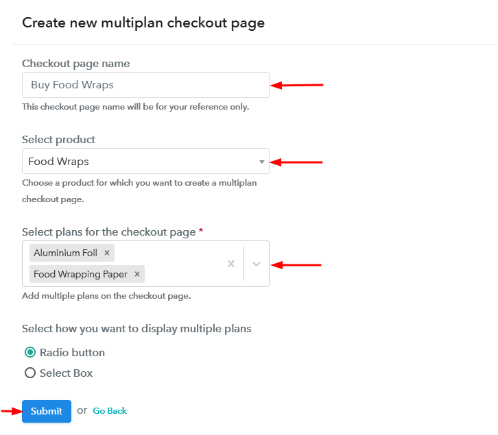 Create Multiplan Checkout to Sell Food Wraps Online