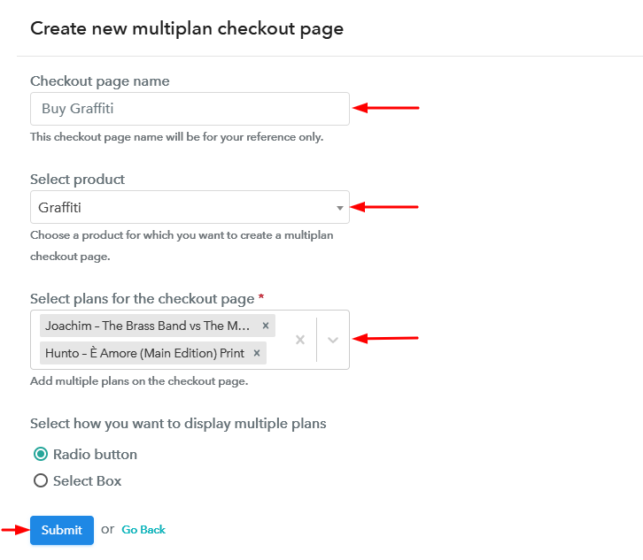 Create Multiplan Checkout Page to Sell Graffiti Online