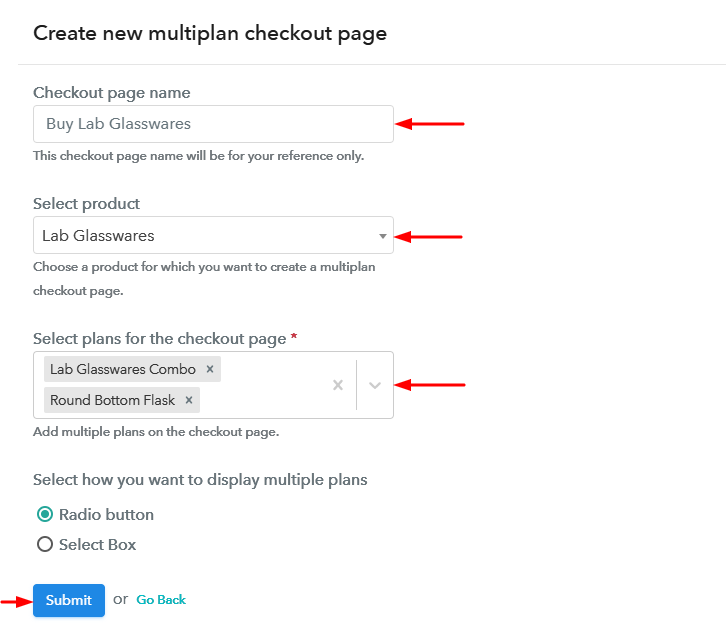 Create Multiplan Checkout Page to Sell Lab Glasswares Online