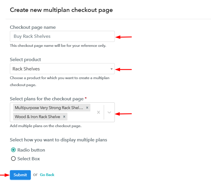 Create Multiplan Checkout to Sell Rack Shelves Online