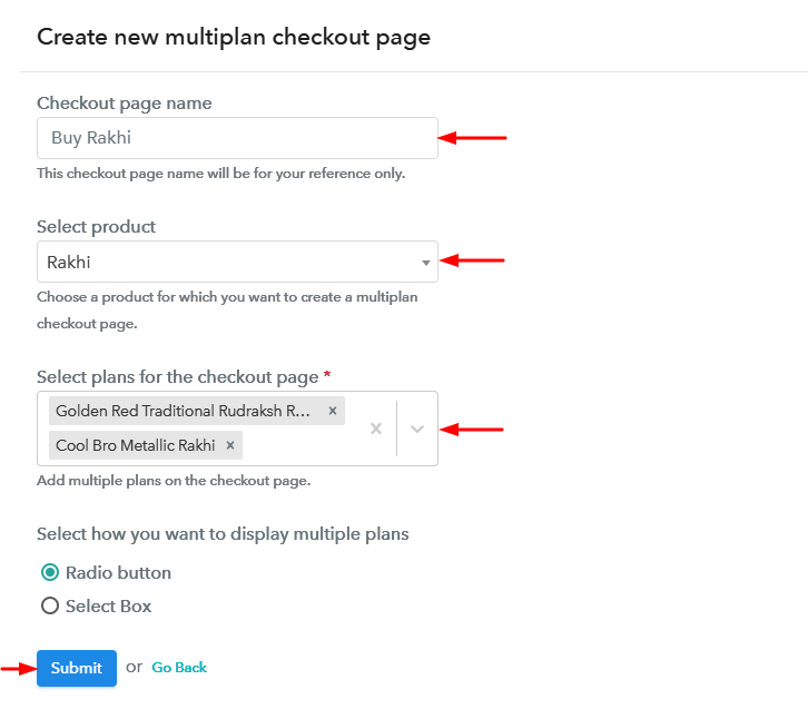 Create Multiplan Checkout to Sell Rakhi Online