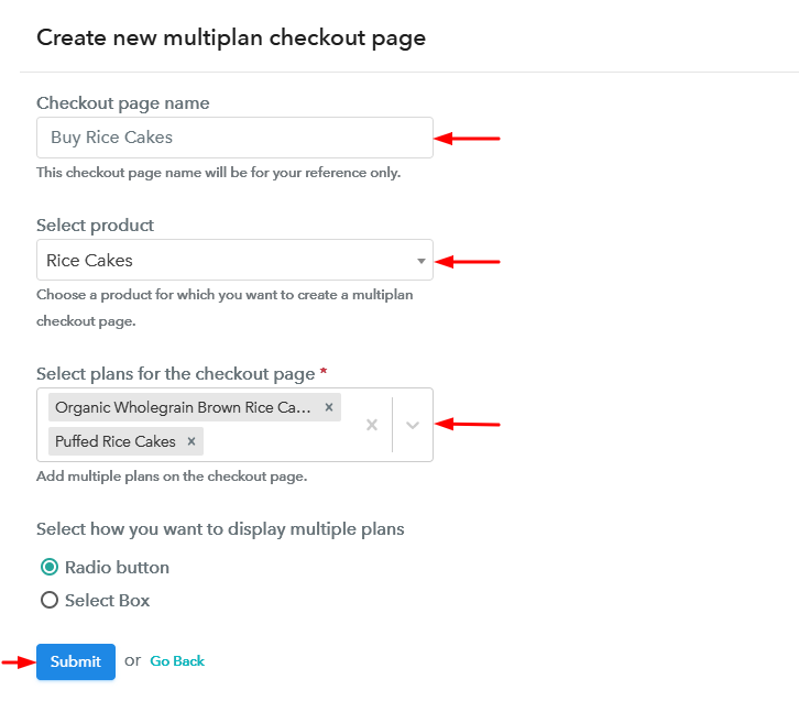 Create Multiplan Checkout Page to Sell Rice Cakes Online