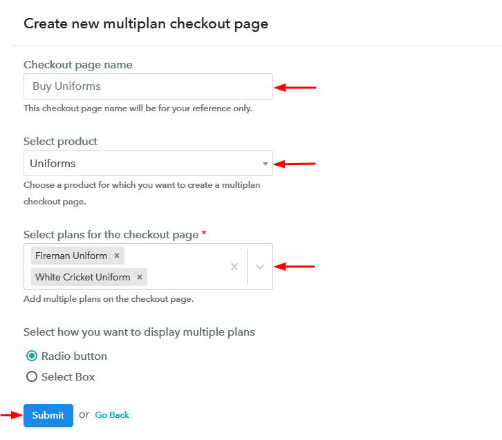 Create Multiplan Checkout Page to Sell Uniforms Online