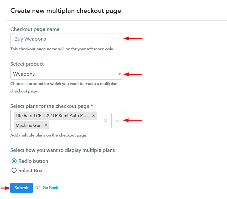 Create Multiplan Checkout Page to Sell Weapons Online