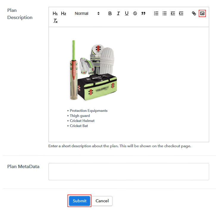 Add Image & Description to Sell Cricket Kits Online