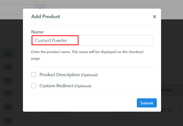 Add Product to Start Selling Custard Powder Online