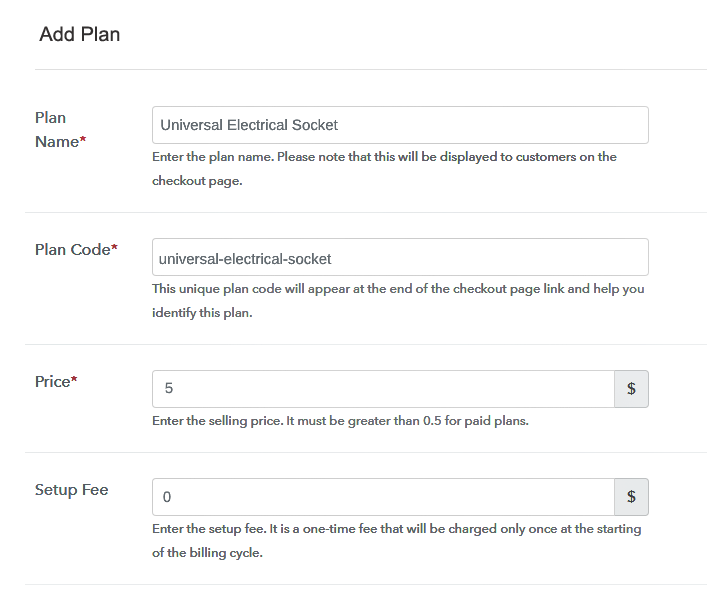 Specify the Plan and Pricing to Sell Electrical Sockets Online