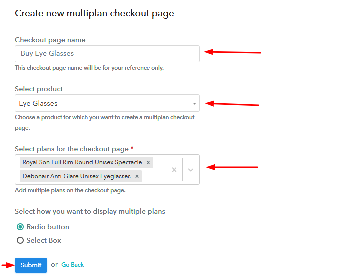 Add Plans to Sell Multiple Eye Glasses from Single Checkout Page