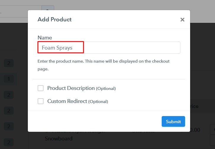 Add Product To Sell Foam Sprays Online