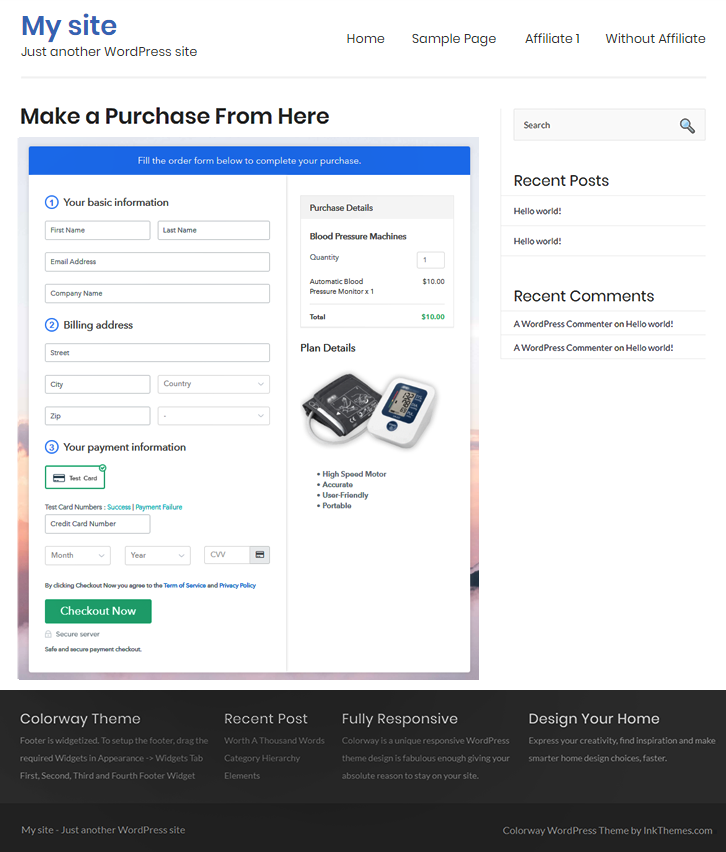 Final Look of your Checkout Page to Sell Blood Pressure Machines Online