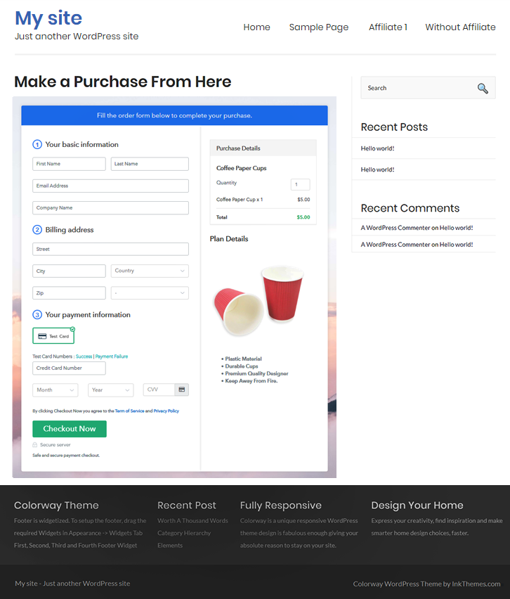 Final Look of your Checkout Page to Sell How to Sell Coffee Paper Cups Online Online