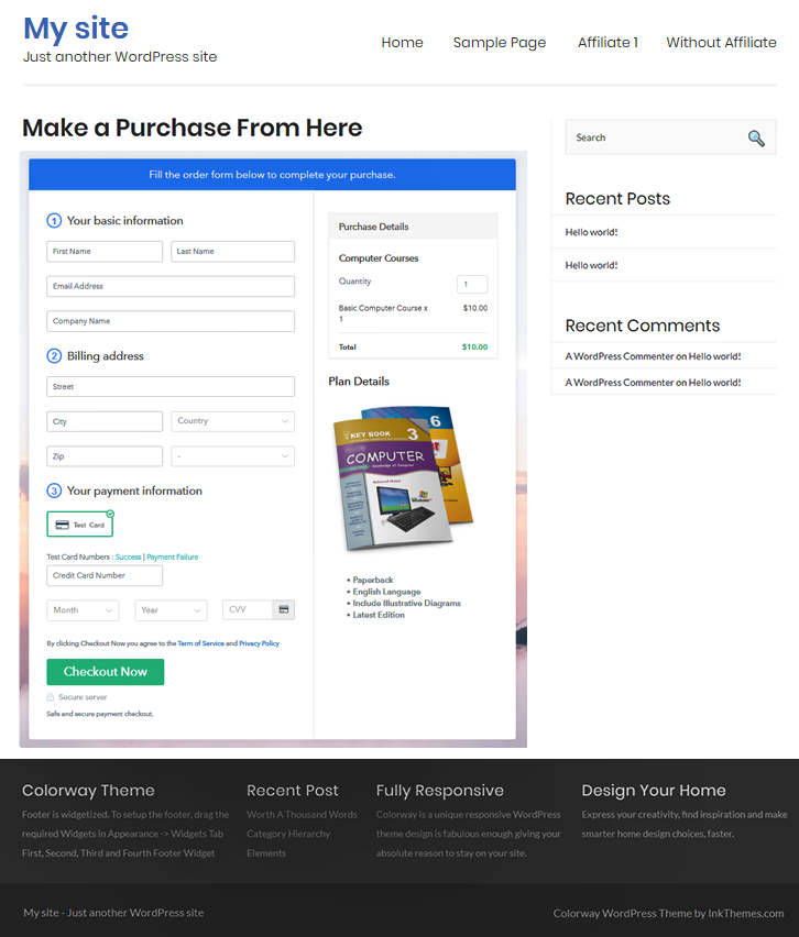 Final Look of your Checkout Page to Sell Computer Courses Online