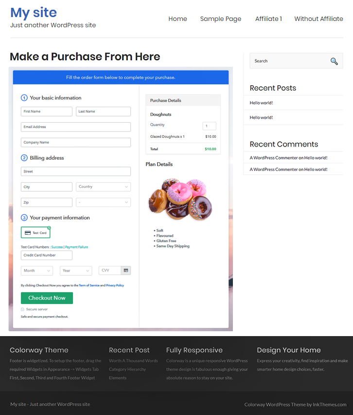 Final Look of your Checkout Page to Sell Doughnuts Online