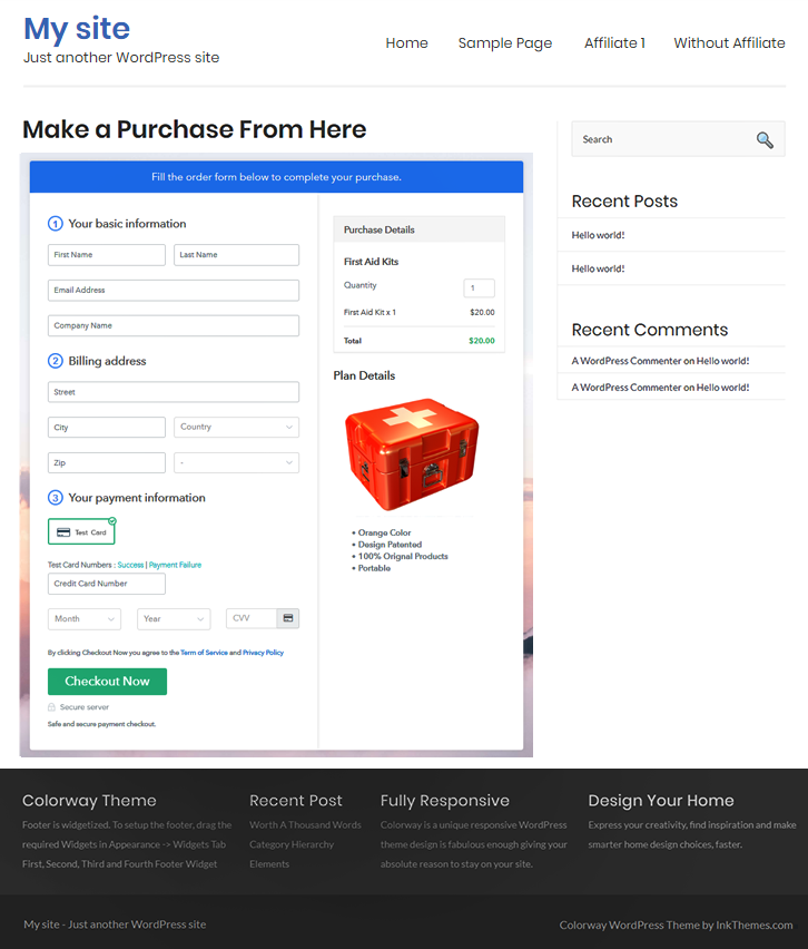 Final Look of your Checkout Page to Sell First Aid Kits Online