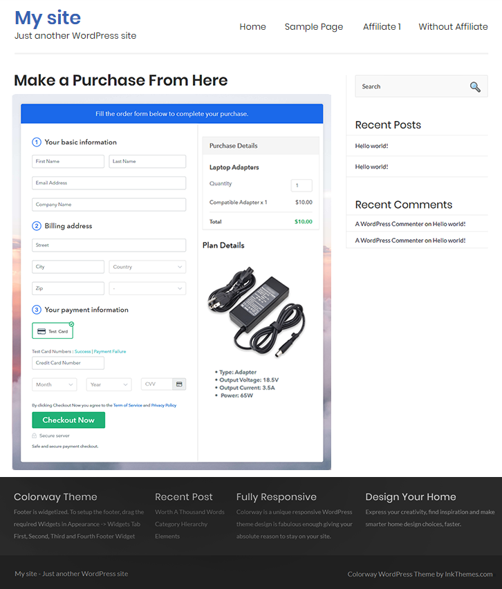 Final Look of your Checkout Page to Sell Laptop Adapters Online