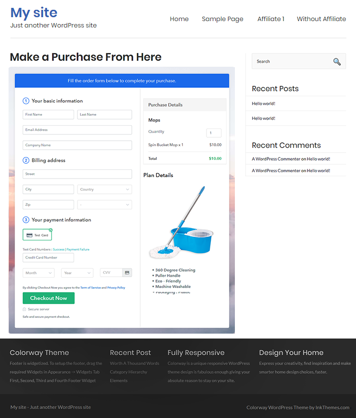 Final Look of your Checkout Page to Sell Mops Online