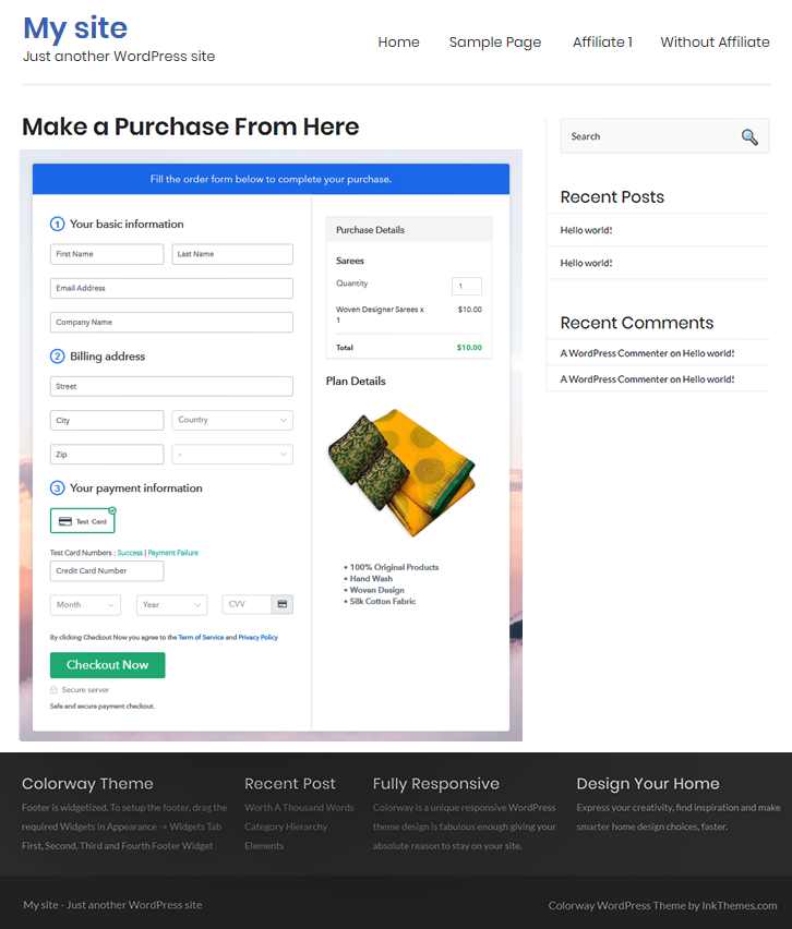 Final Look of your Checkout Page to Sell Sarees Online