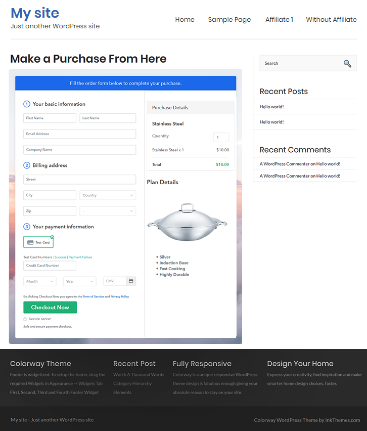 Final Look of your Checkout Page to Sell Stainless Steels Online