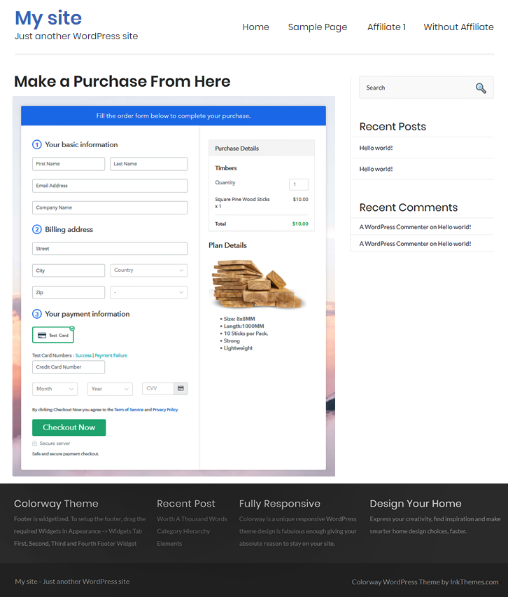 Final Look of your Checkout Page to Sell Timbers Online