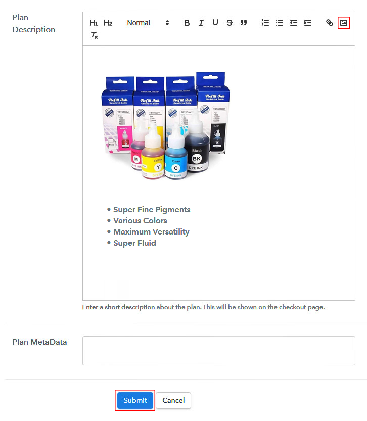 Add Image & Description to Sell Inks Online