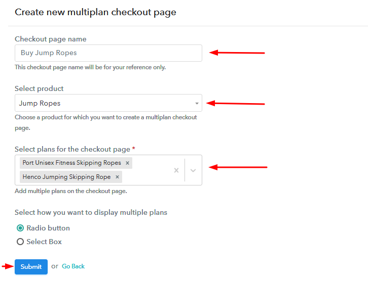 Add Plans to Sell Multiple Jump Ropes from Single Checkout Page