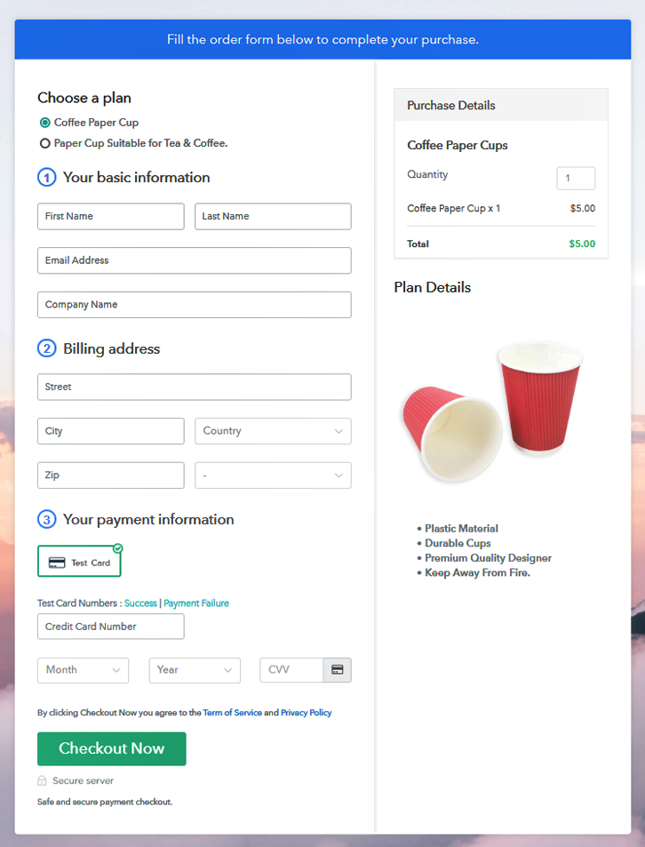 Multiplan Checkout Page to Sell How to Sell Coffee Paper Cups Online Online