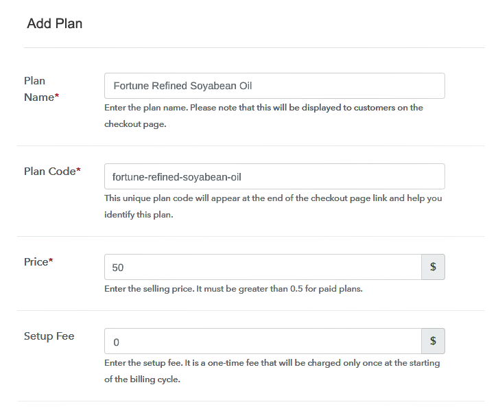 Specify the Plan and Pricing to Sell Edible Oil Online