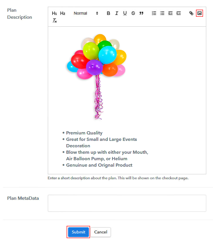 Add Image & Description to Sell Party Balloons Online