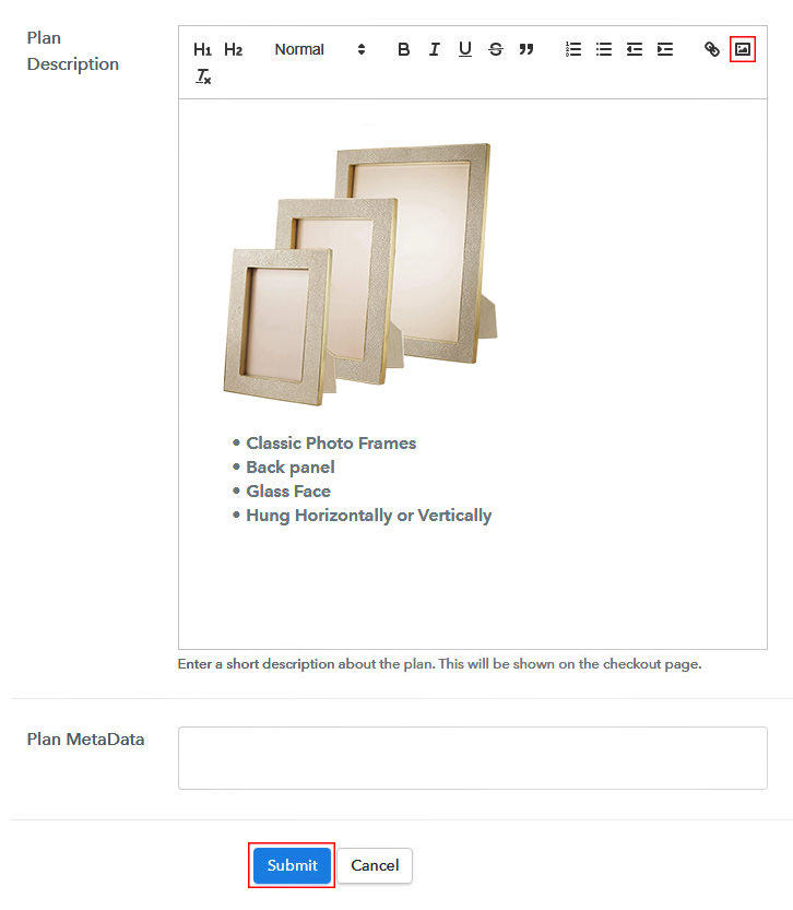 Add Image & Description to Sell Picture Frames Online