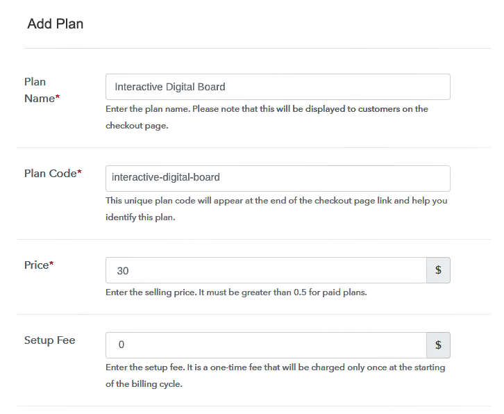 Specify the Plan and Pricing to Sell Digital Boards Online