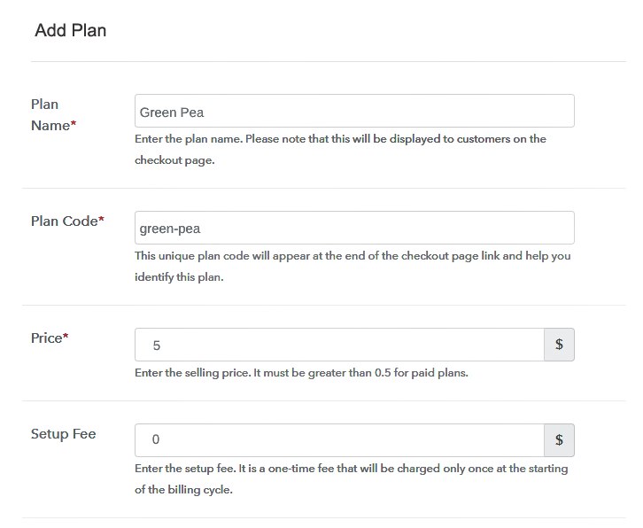 Specify the Plan and Pricing to Sell Green Peas Online