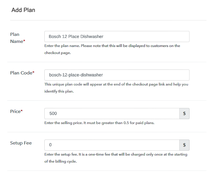 Specify the Plan and Pricing to Sell Dishwashers Online