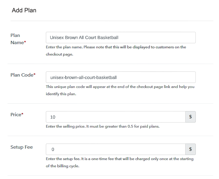 Specify the Plan and Pricing to Sell Basketballs Online