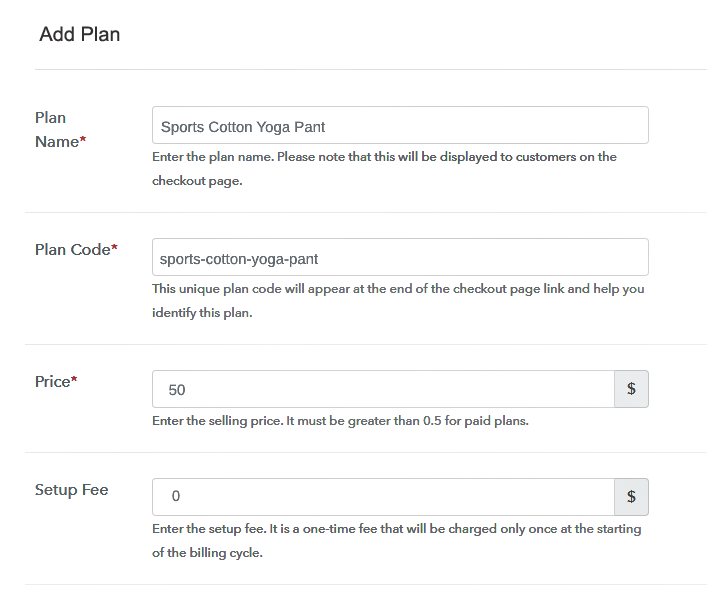 Specify the Plan & Pricing Details to Sell Yoga Pants Online