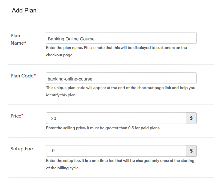 Specify the Plan and Pricing to Sell Banking Courses Online