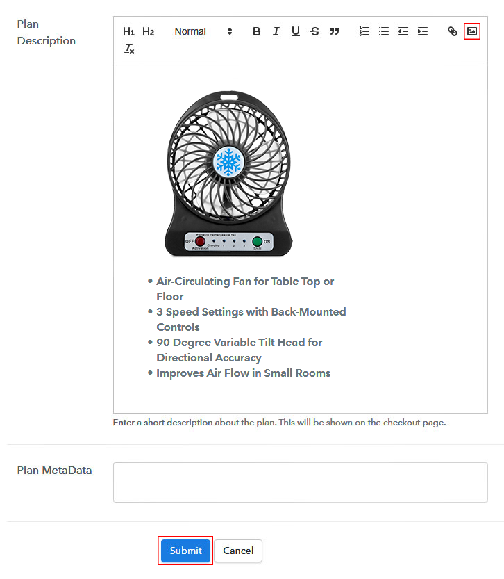 Add Image & Description to Sell Portable Fans Online