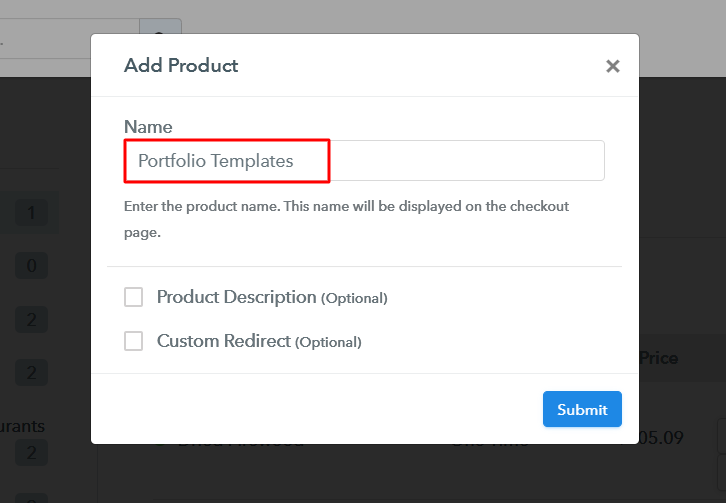 Add Product to Start Selling Portfolio Templates Online