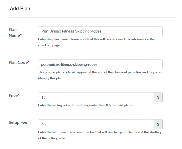 Specify the Plan and Pricing to Sell Jump Ropes Online