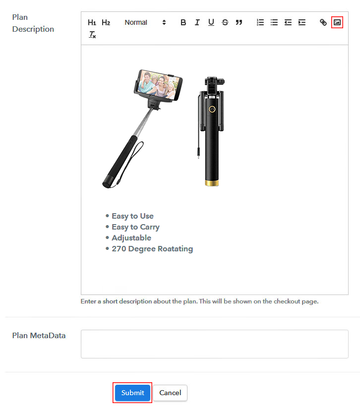 Add Image & Description to Sell Selfie Sticks Online