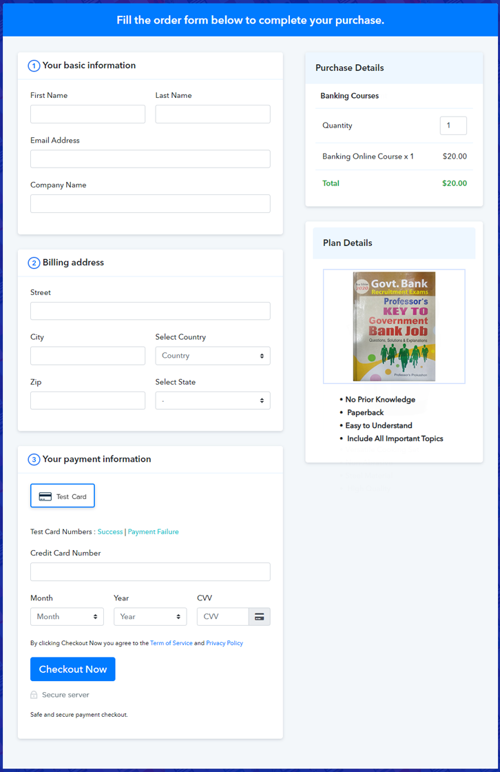 Checkout Page to Sell Banking Courses Online