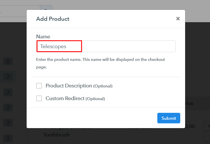 Add Product to Start Selling Telescopes Online