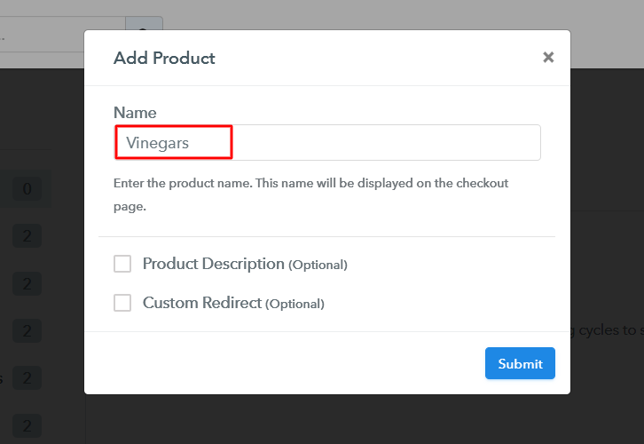 Add Product to Start Selling Vinegars Online