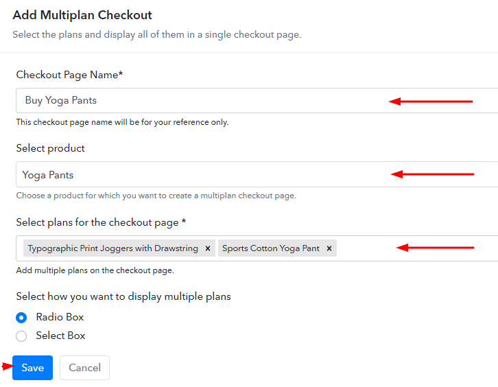 Add Plans to Sell Multiple Yoga Pants from Single Checkout Page