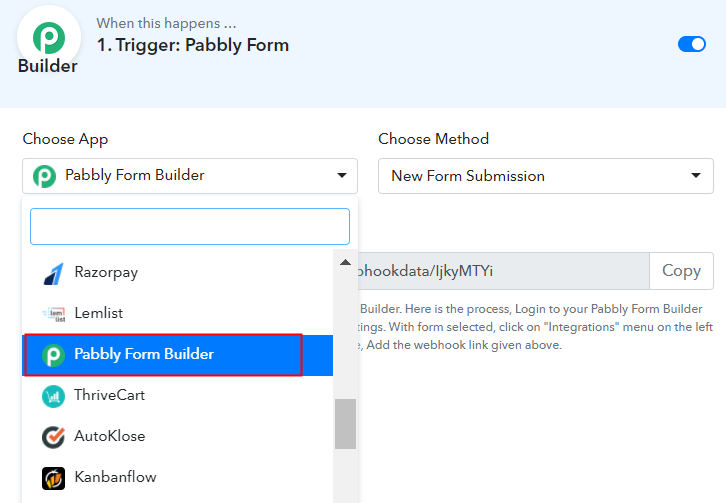 Select Pabbly Form Builder
