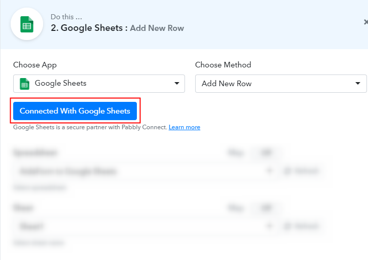 Connected with Google Sheets