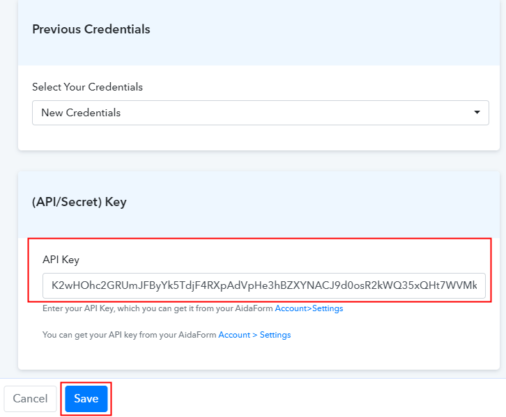 Paste the API Key