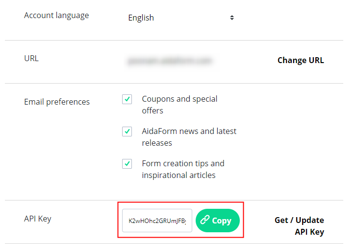 Copy the API Key
