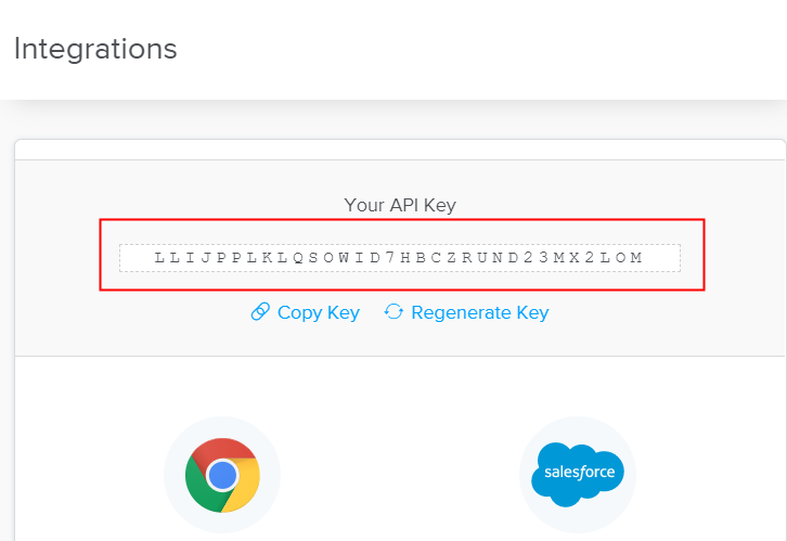 Copy or Regenerate the API Key