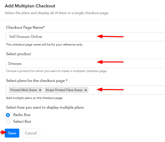 Create Multiplan Checkout Plan